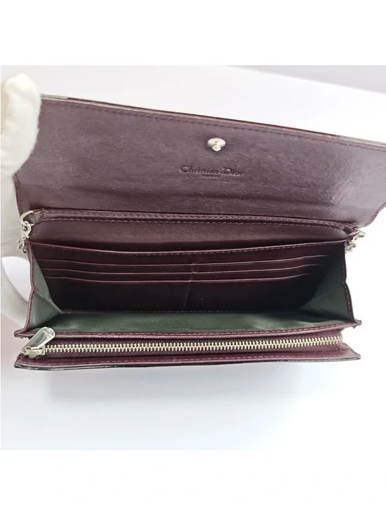 Dior Burgundy Oblique Patent Leather Wallet On Chain - Picture 6 of 15